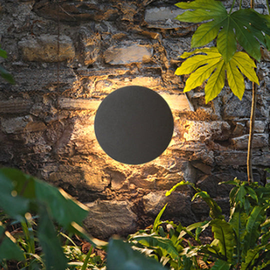 Led Grey Cement Wall Sconce: Flat Round Simplicity With Mounting For Bedroom Lighting