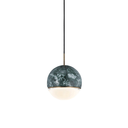 Simplicity Marble Dome Pendant Light For Dining Room - Single Bulb Suspension Fixture Green / 4