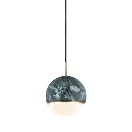 Simplicity Marble Dome Pendant Light For Dining Room - Single Bulb Suspension Fixture Green / 6