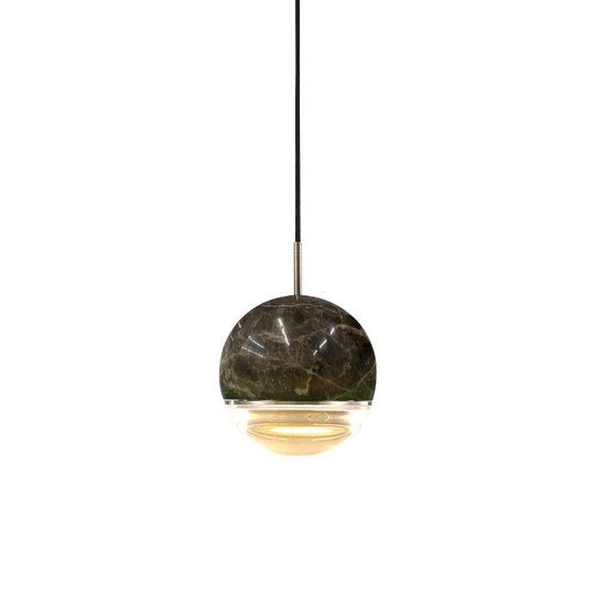 Simplicity Marble Dome Pendant Light For Dining Room - Single Bulb Suspension Fixture Coffee / 4