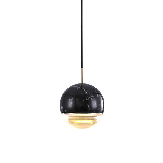 Simplicity Marble Dome Pendant Light For Dining Room - Single Bulb Suspension Fixture Black / 4