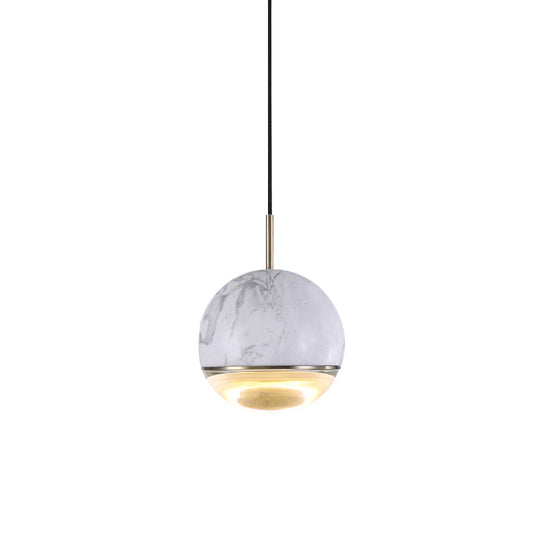 Simplicity Marble Dome Pendant Light For Dining Room - Single Bulb Suspension Fixture White / 4