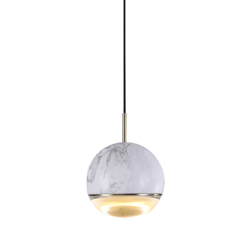 Simplicity Marble Dome Pendant Light For Dining Room - Single Bulb Suspension Fixture White / 6