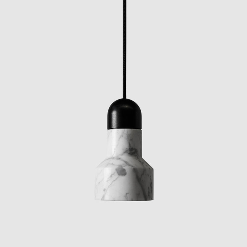 Nordic Marble Pendant Light Fixture - Flashlight Shaped 1 Bulb Suspension For Living Room White / B