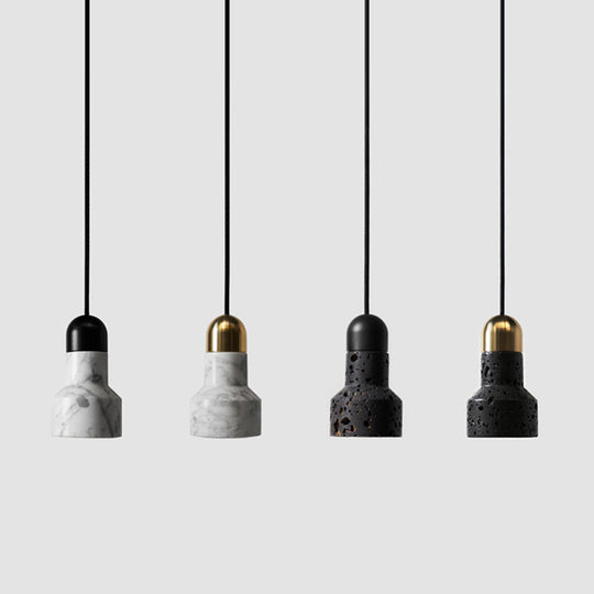 Nordic Marble Pendant Light Fixture - Flashlight Shaped 1 Bulb Suspension For Living Room