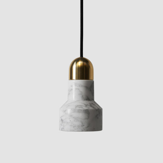 Nordic Marble Pendant Light Fixture - Flashlight Shaped 1 Bulb Suspension For Living Room White / A
