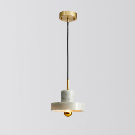 Minimalist Marble Pendant Light For Dining Rooms - Elegant Ceiling Fixture With Shaded Design White