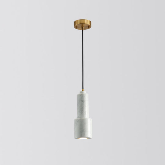 Minimalist Marble Pendant Light For Dining Rooms - Elegant Ceiling Fixture With Shaded Design White