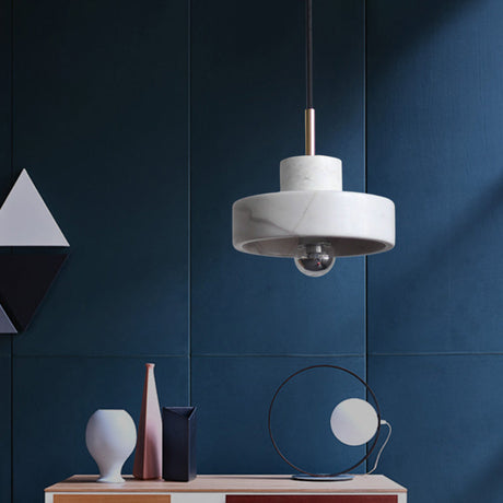 Minimalistic Stone Pendant Ceiling Light - White