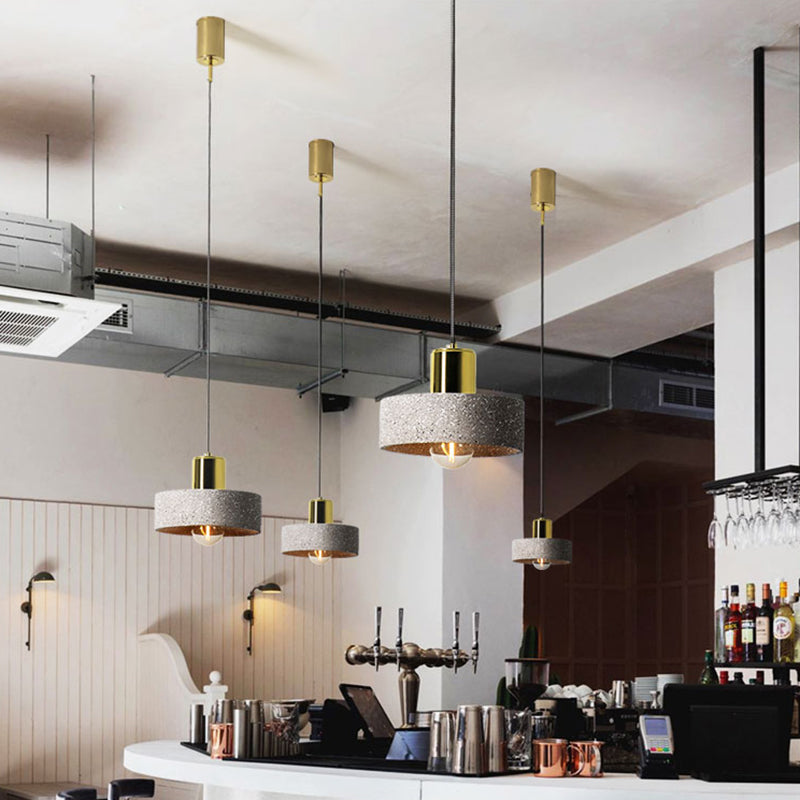 Nordic Style 1-Light Geometrical Ceiling Lamp For Restaurants - Cement Finish