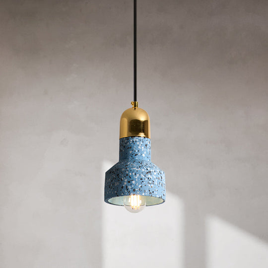 Nordic Style 1-Light Geometrical Ceiling Lamp For Restaurants - Cement Finish Blue / A