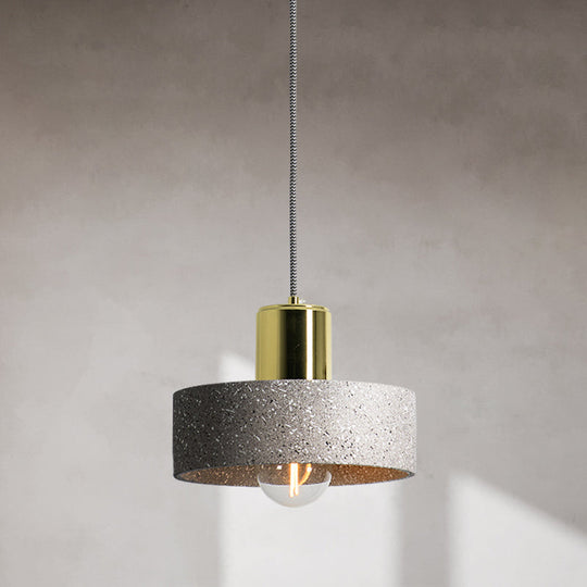 Nordic Style 1-Light Geometrical Ceiling Lamp For Restaurants - Cement Finish White / D