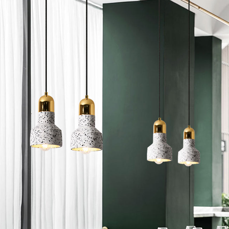 Nordic Style 1-Light Geometrical Ceiling Lamp For Restaurants - Cement Finish