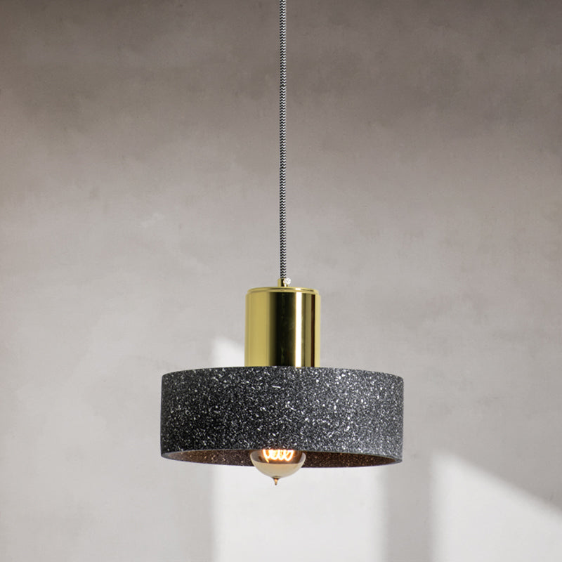 Nordic Style 1-Light Geometrical Ceiling Lamp For Restaurants - Cement Finish Black / D