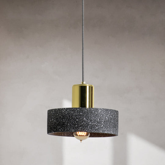 Nordic Style 1-Light Geometrical Ceiling Lamp For Restaurants - Cement Finish Black / D