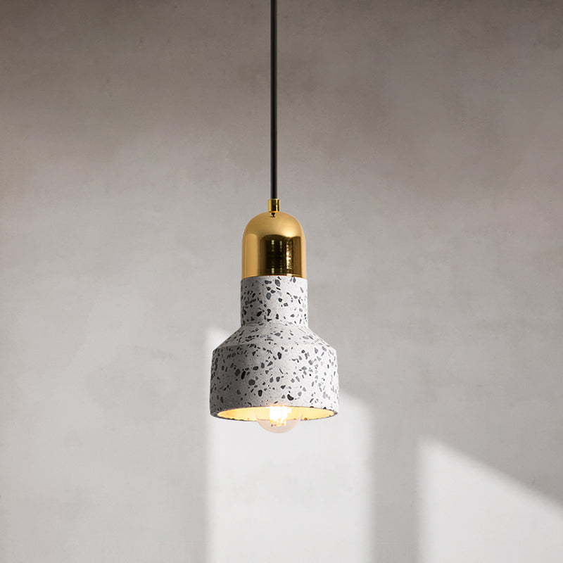 Nordic Style 1-Light Geometrical Ceiling Lamp For Restaurants - Cement Finish White / A