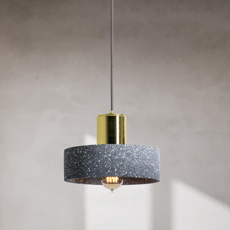 Nordic Style 1-Light Geometrical Ceiling Lamp For Restaurants - Cement Finish Blue / D