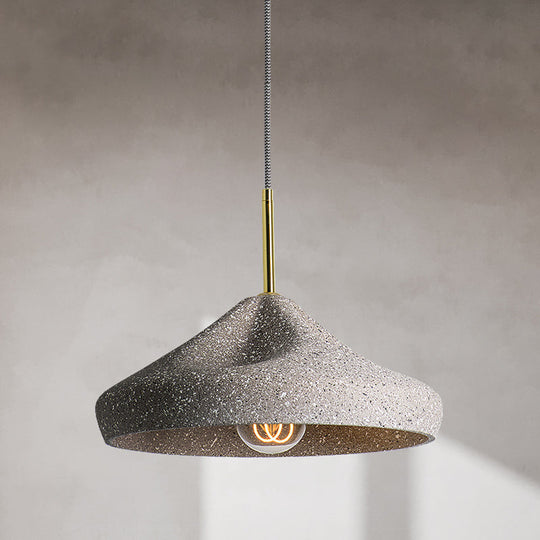 Nordic Style 1-Light Geometrical Ceiling Lamp For Restaurants - Cement Finish White / B