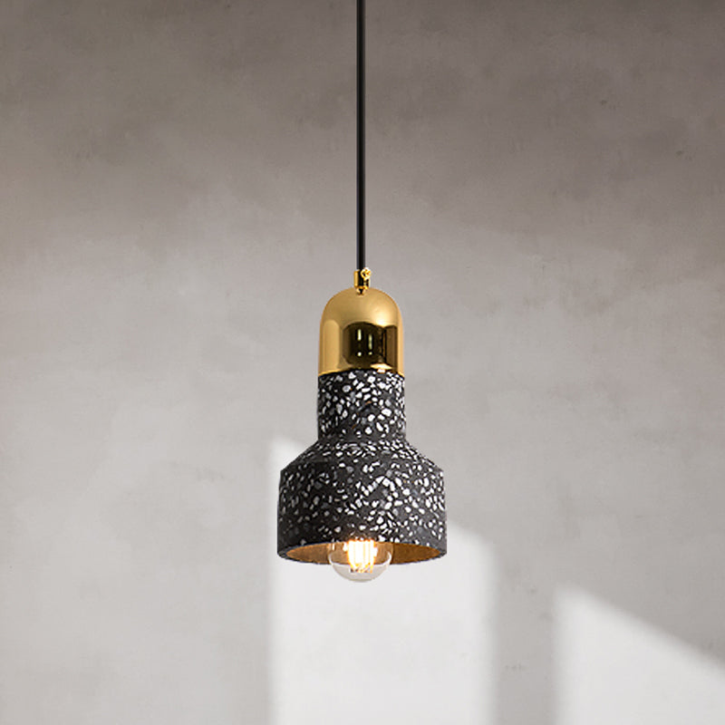 Nordic Style 1-Light Geometrical Ceiling Lamp For Restaurants - Cement Finish Black / A