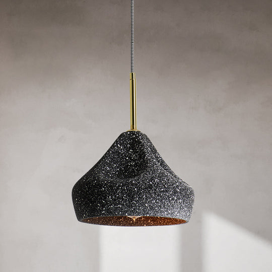 Nordic Style 1-Light Geometrical Ceiling Lamp For Restaurants - Cement Finish Black / B