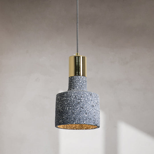 Nordic Style 1-Light Geometrical Ceiling Lamp For Restaurants - Cement Finish Blue / C