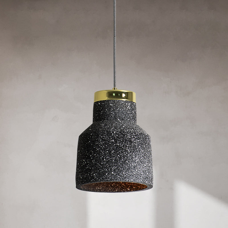 Nordic Style 1-Light Geometrical Ceiling Lamp For Restaurants - Cement Finish Black / C