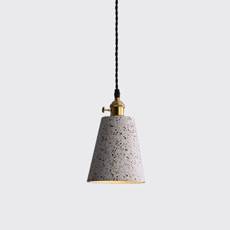 Minimalistic Geometric Terrazzo Pendant Light - Dining Room Ceiling Suspension Lighting White / Cone