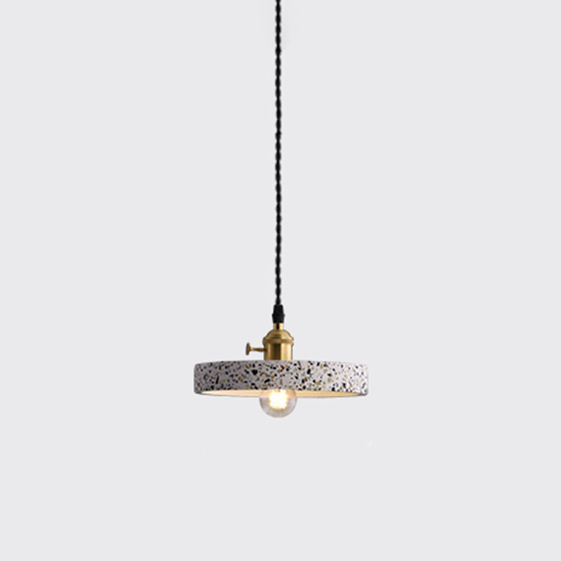 Minimalistic Geometric Terrazzo Pendant Light - Dining Room Ceiling Suspension Lighting White /