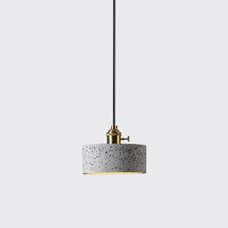 Minimalistic Geometric Terrazzo Pendant Light - Dining Room Ceiling Suspension Lighting White / Drum