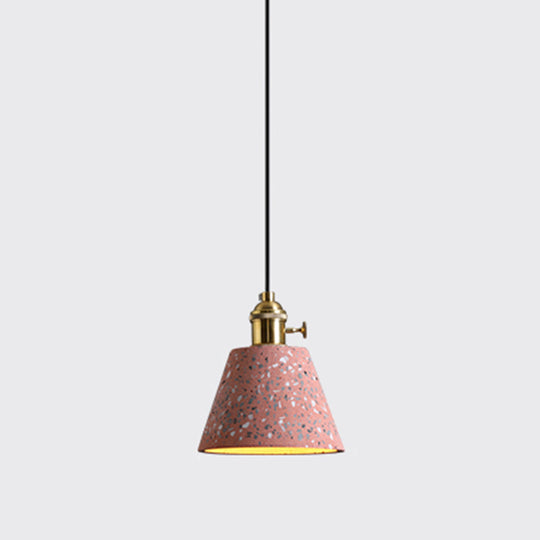 Minimalistic Geometric Terrazzo Pendant Light - Dining Room Ceiling Suspension Lighting Red / Barrel