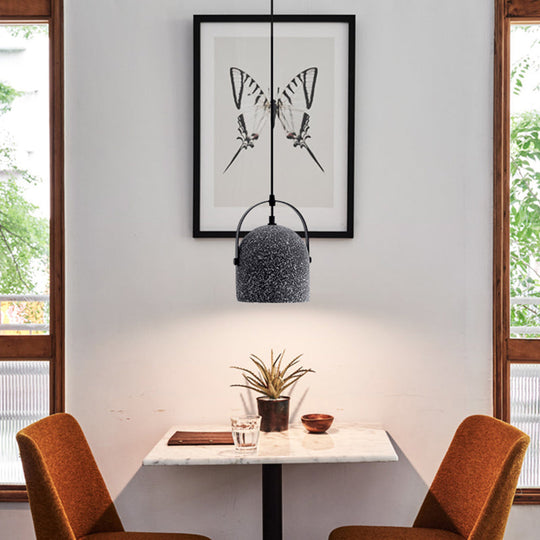 Sleek Single Pendant Light With Geometric Design Cement Finish For Modern Restaurant Ceilings