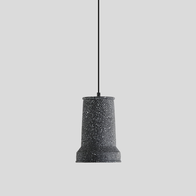 Sleek Single Pendant Light: Geometric Cement Ceiling Fixture for Modern Restaurants