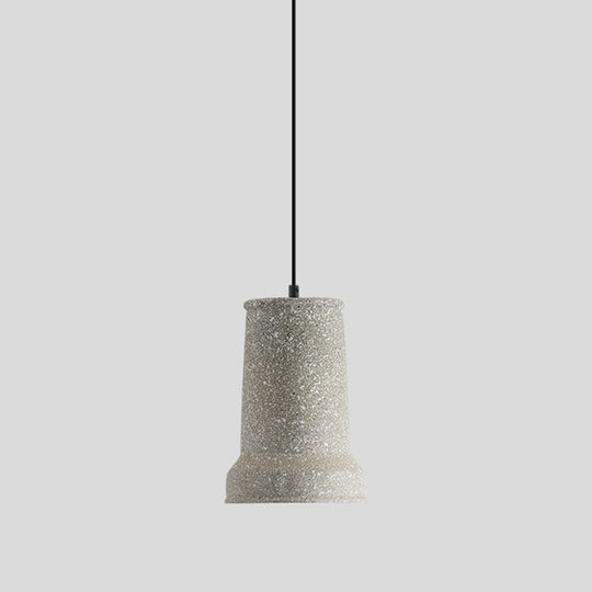Sleek Single Pendant Light With Geometric Design Cement Finish For Modern Restaurant Ceilings Grey /