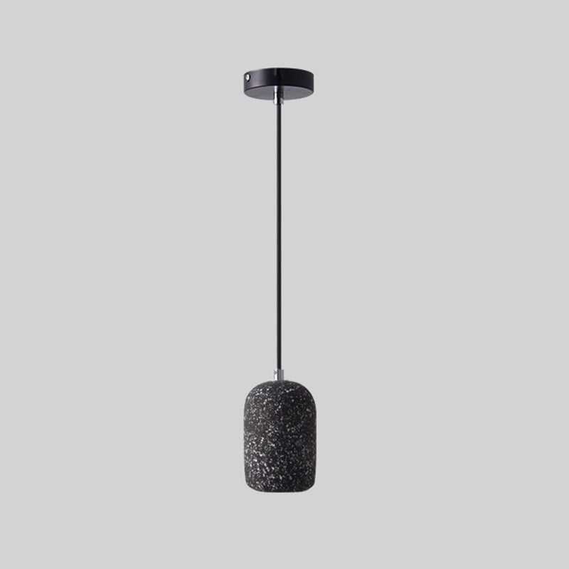 Nordic Cement Pendant Light: Single-Bulb Dining Room Suspension Fixture Black