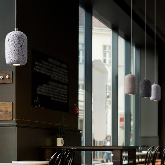 Nordic Cement Pendant Light: Single-Bulb Dining Room Suspension Fixture