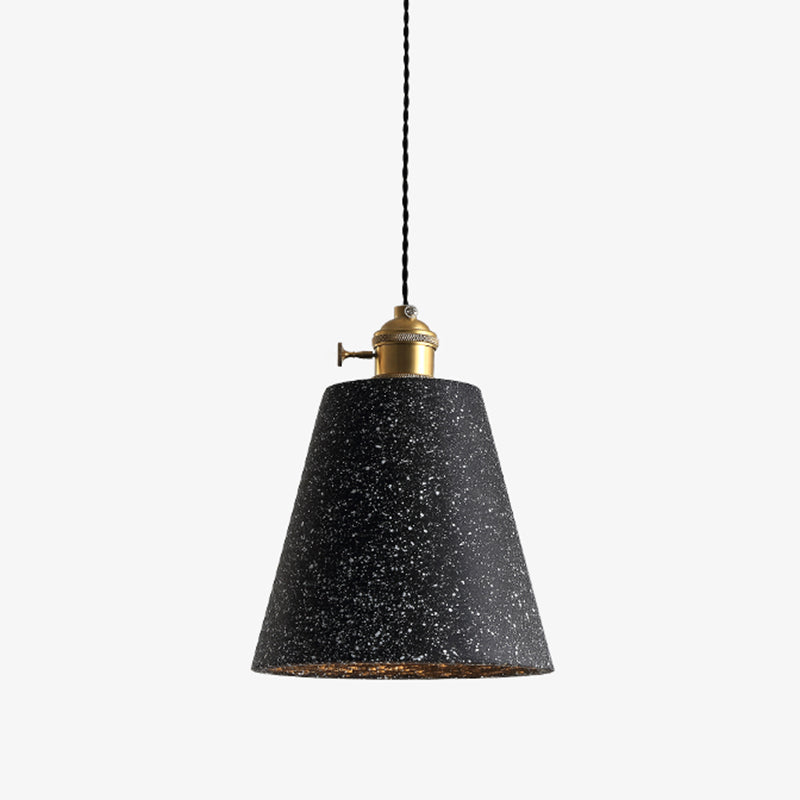 Minimalist Geometric Terrazzo Pendant Light For Dining Room Grey / Long Cone