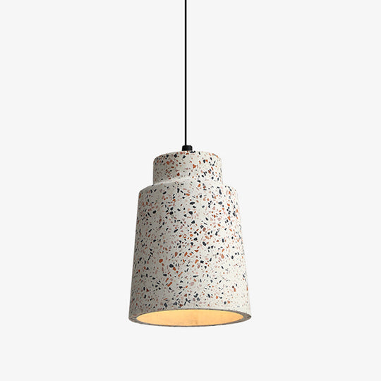 Minimalist Geometric Terrazzo Pendant Light For Dining Room Grey / Long Column