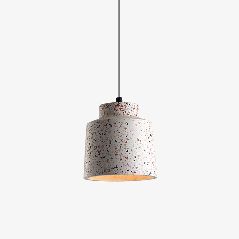 Minimalist Geometric Terrazzo Pendant Light For Dining Room Gray / Long Column
