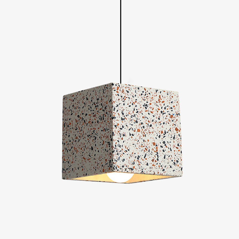 Minimalist Geometric Terrazzo Pendant Light For Dining Room Grey /