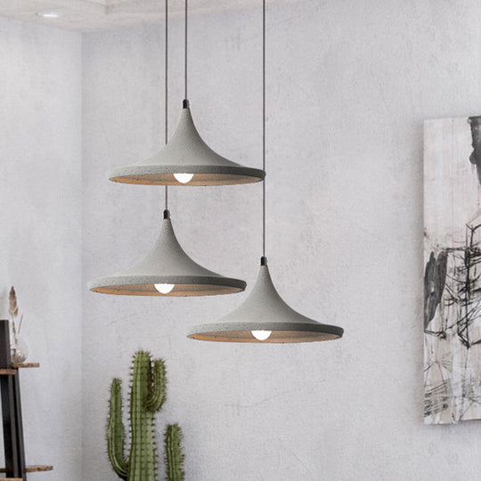 Sleek Grey Cone Suspension Pendant Ceiling Light for Dining Room