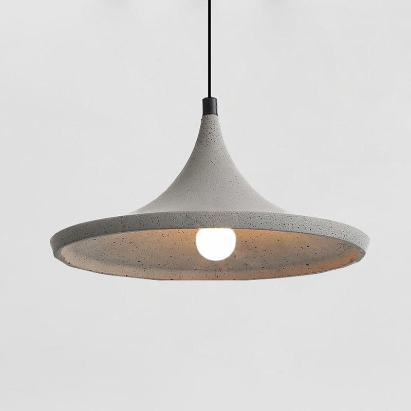 Sleek Grey Cement Cone Suspension Pendant Ceiling Light - Ideal For Dining Rooms
