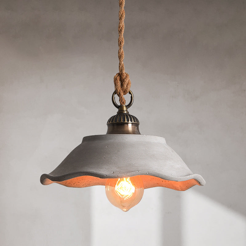 Minimalist Grey Cement Bowl Pendant Light For Dining Room Ceiling / B