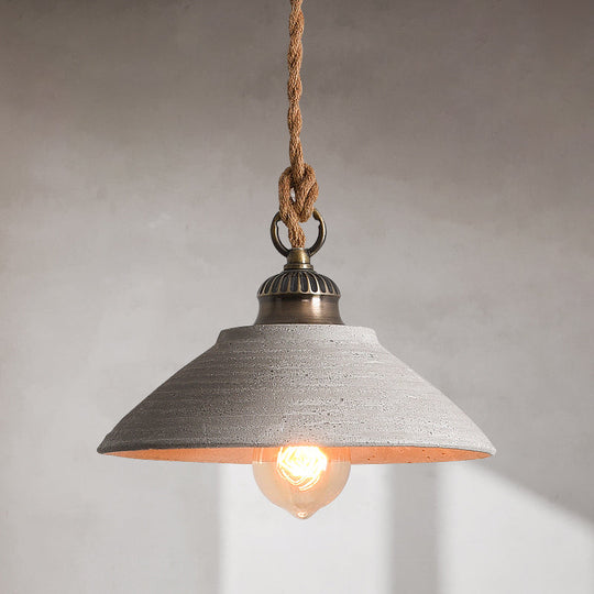 Minimalist Grey Cement Bowl Pendant Light For Dining Room Ceiling / A