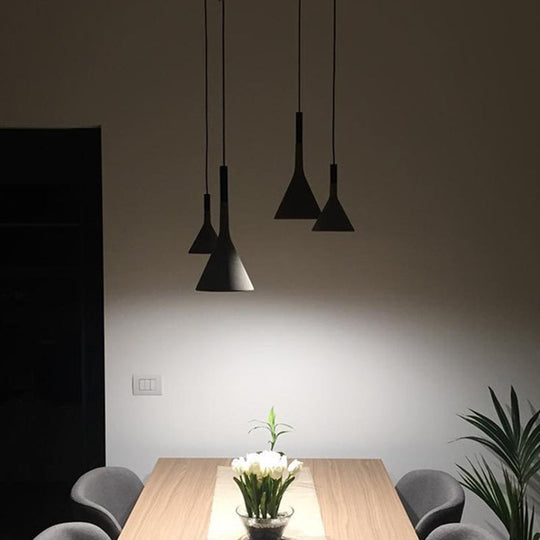Minimalist Grey Cement Pendant Ceiling Light - Funnel Dining Room Suspension Lighting 1 Head