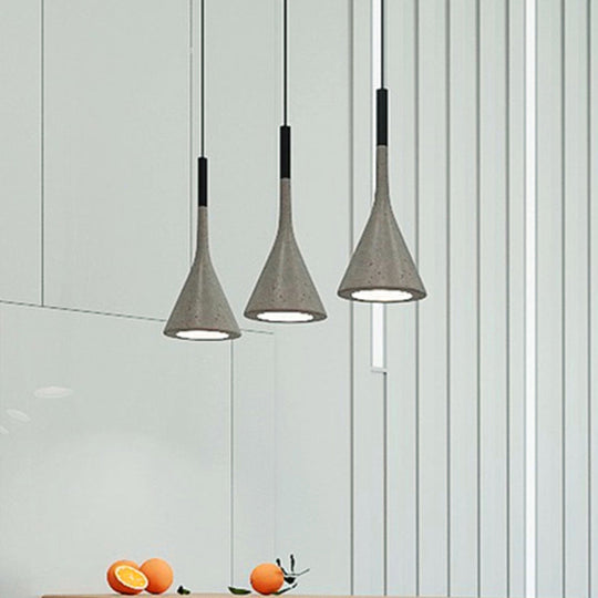 Minimalist Grey Cement Pendant Ceiling Light - Funnel Dining Room Suspension Lighting 1 Head