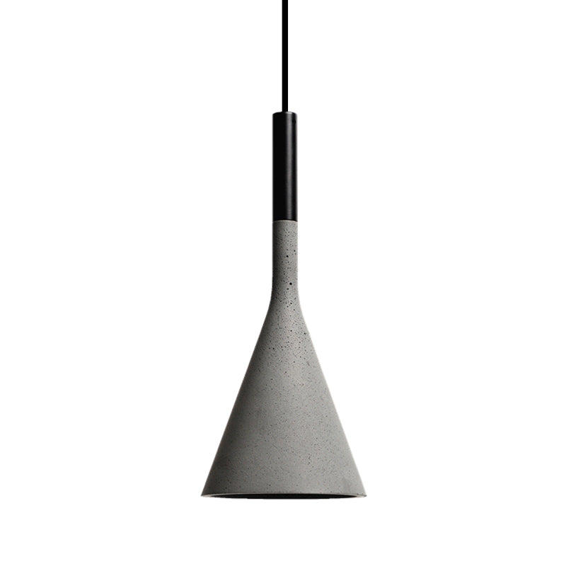 Minimalist Pendant Ceiling Light - Funnel Dining Room Suspension Lighting, Grey Cement, 1 Head, 1 Inch, Stylish Design