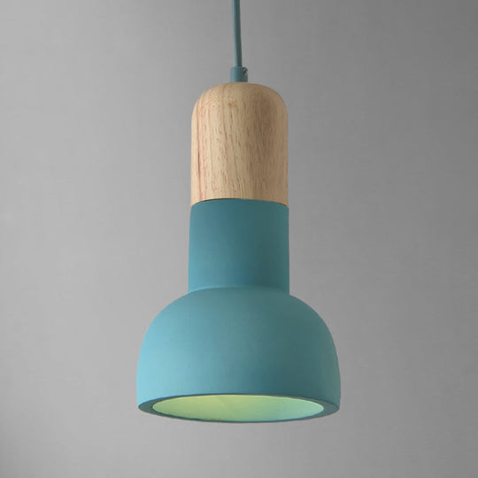 Minimalist Cement Hanging Lamp - Flashlight Inspired 1 Head Ceiling Lighting For Dining Room Blue