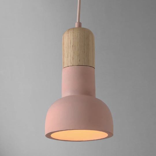 Minimalist Cement Hanging Lamp - Flashlight Inspired 1 Head Ceiling Lighting For Dining Room Pink
