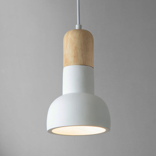 Minimalist Cement Hanging Lamp - Flashlight Inspired 1 Head Ceiling Lighting For Dining Room White
