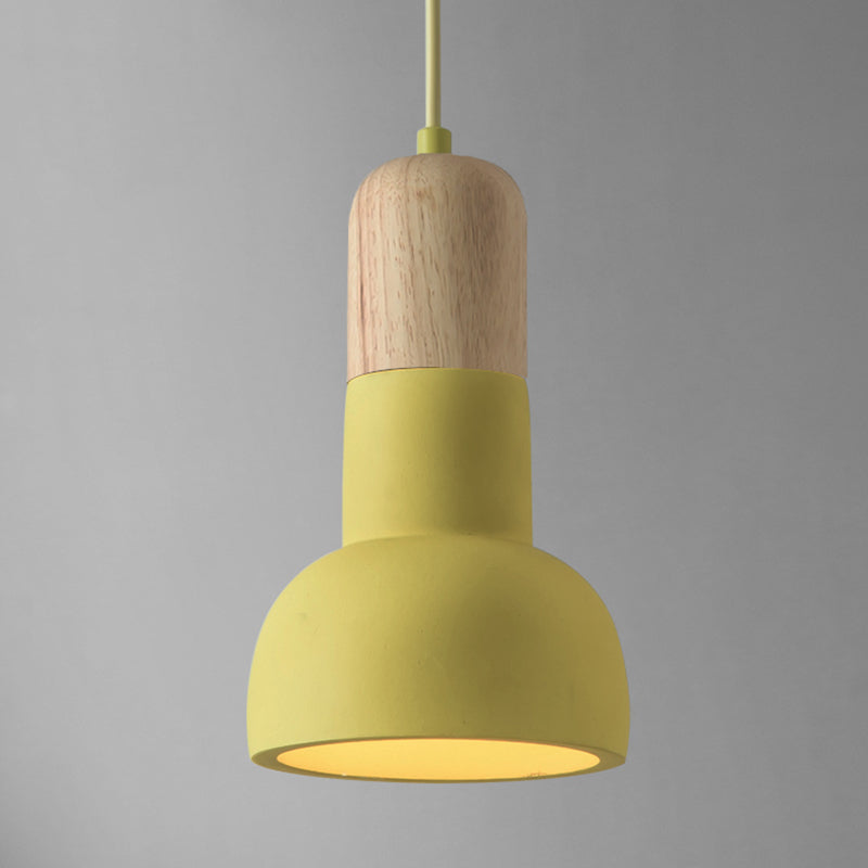 Minimalist Cement Hanging Lamp - Flashlight Inspired 1 Head Ceiling Lighting For Dining Room Yellow